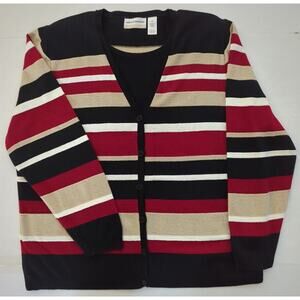 Alfred Dunner Black Tan Red White Cardigan w/ Built in Camisole Women's Size 2X